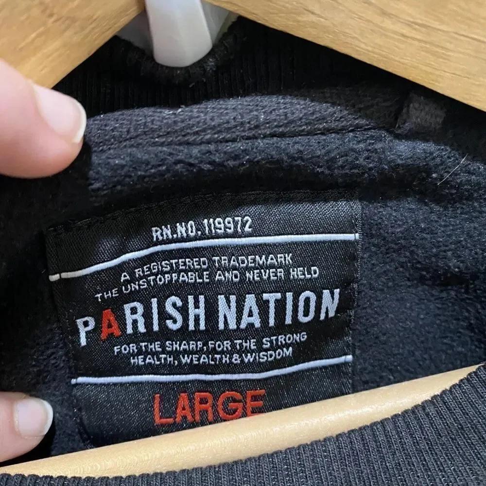 Parish Nation Mens Black LS Sweater L